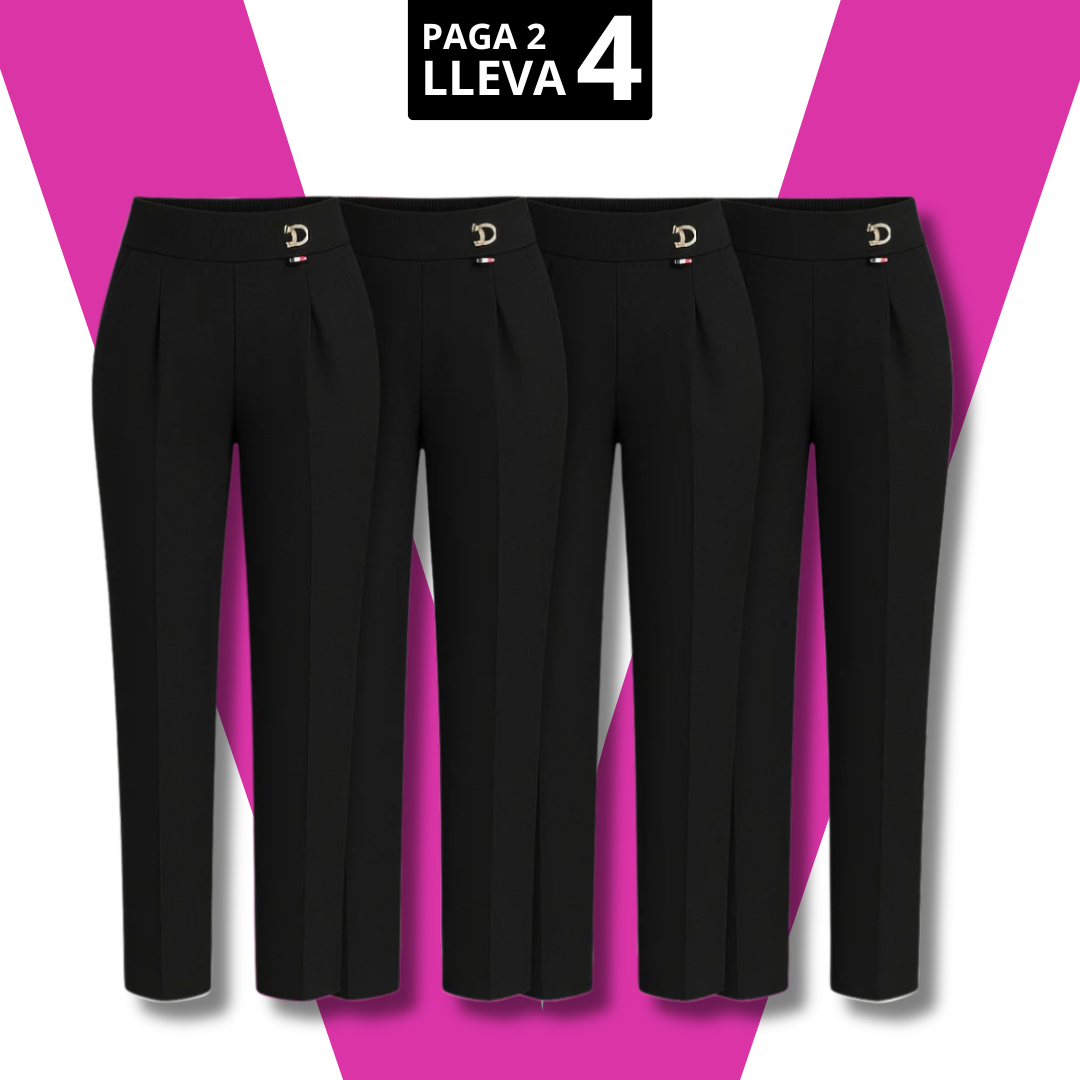 [Llevá 4, Pagá Solo 2] Pantalón Elara Femenino de Sastrería con Cintura Alta, en Seda Fría, Algodón y Lino