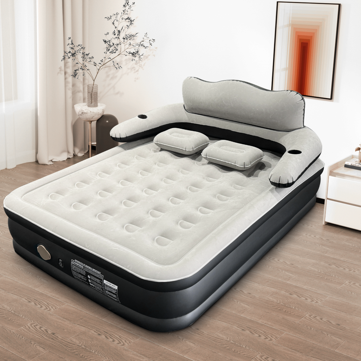 Colchón Inflable con Cabecera y Apoyabrazos Integrados + Kit de Reparación de Regalo Directo de Fábrica