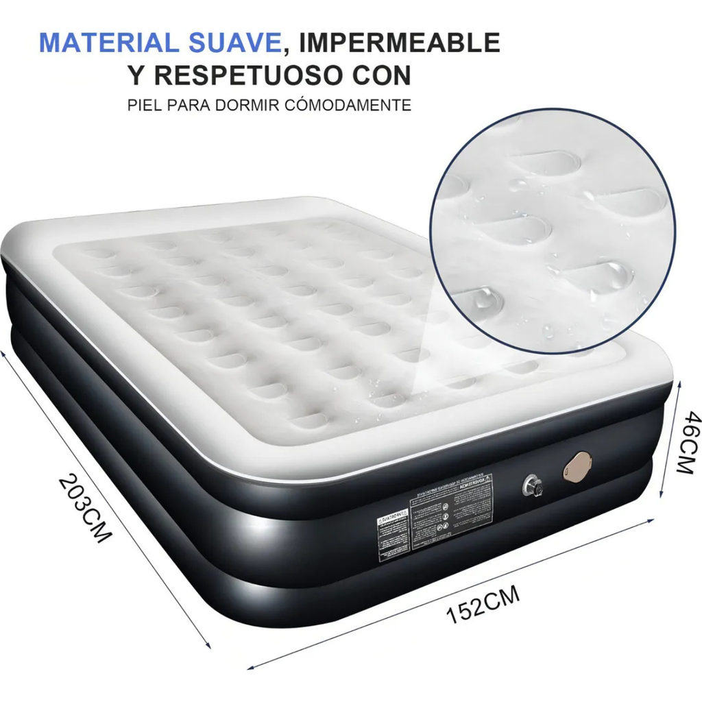 Colchón Inflable con Cabecera y Apoyabrazos Integrados + Kit de Reparación de Regalo Directo de Fábrica