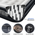 Colchón Inflable con Cabecera y Apoyabrazos Integrados + Kit de Reparación de Regalo Directo de Fábrica